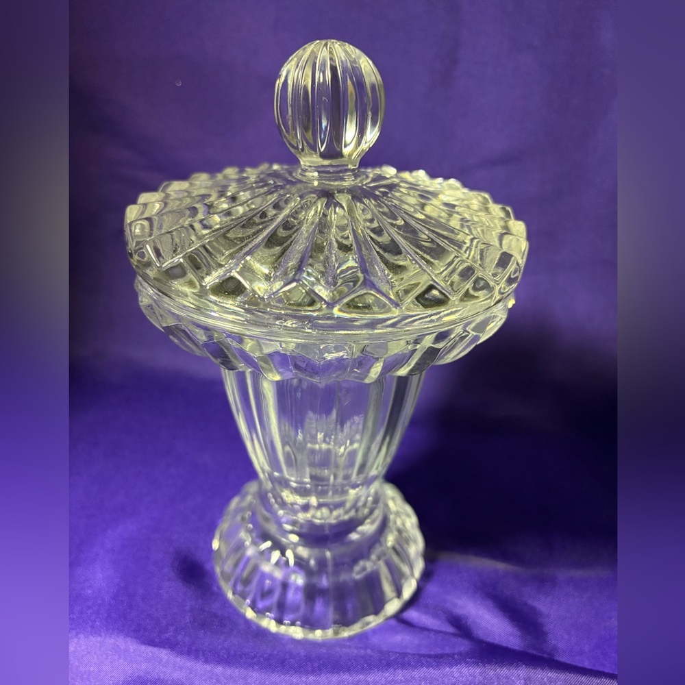 Vintage Crystal Cut Candy Dish with Lid